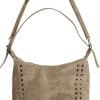 Beige moccaimitationsväska med nitar
