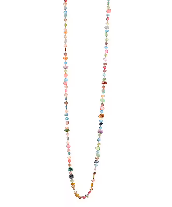 ✨ Långt halsband med färgade stenar – Gemini